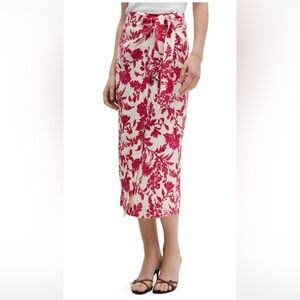Mango Pink and Cream Floral Side-tie Skirt